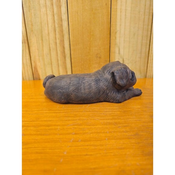 Small Vintage Brown ceramic Pug Dog Figurine Lying Down Collectible Home Decor - Picture 7 of 12